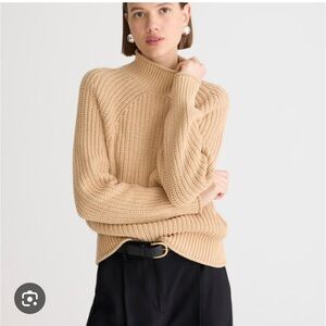 J. Crew Relaxed Roll Neck Sweater Sand Size L 100% Cotton